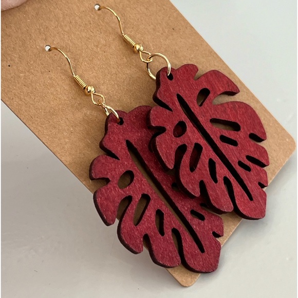 PALM EARRINGS | Wood | NWT - Picture 1 of 8